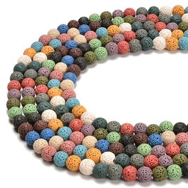 jodaying Gorgeous Natural Colorful Lava Rock Gemstone Loose Beads 10mm Approxi 15 inch for Jewelry Making DIY Findings