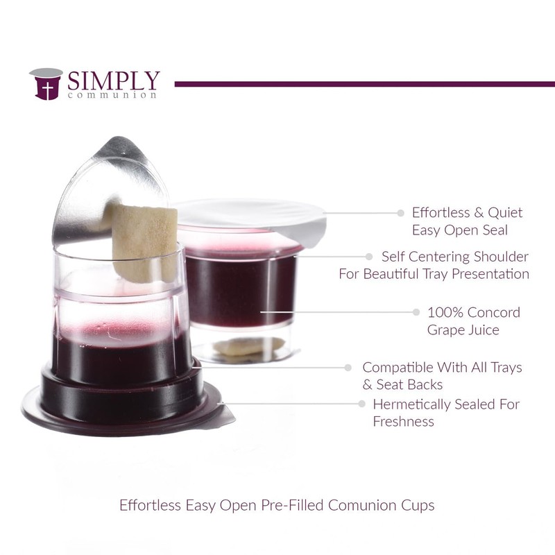 Cups Pre-filled Communion Cups - Tray & Seatback Pew Compatible