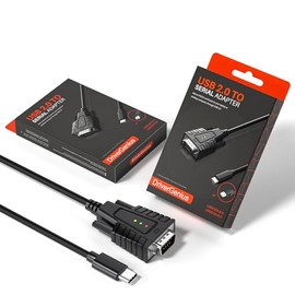 DriverGenius SerialEdgeX Series | USB-C to RS232 (DB9) Adapter with 3 LED Indicators (TX, RX, PWR), Compatible with Windows 11 and macOS 15 【USB232A-B-C, 2-Pack】