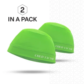 COLD FACTOR Instant Cooling Skull Cap 2 Pack | UPF 50+ | Chemical-Free Evaporative Cooling | Lasts 2+ Hours, Lime