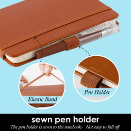 NIRMIRO 3 Pack Pocket Notebook Journals, Small Notepad Notebooks for Note Taking, A6 Mini Note pads with Pen Holder, 408 Lined Pages, 3.7" x 5.7", Black, Brown, Blue