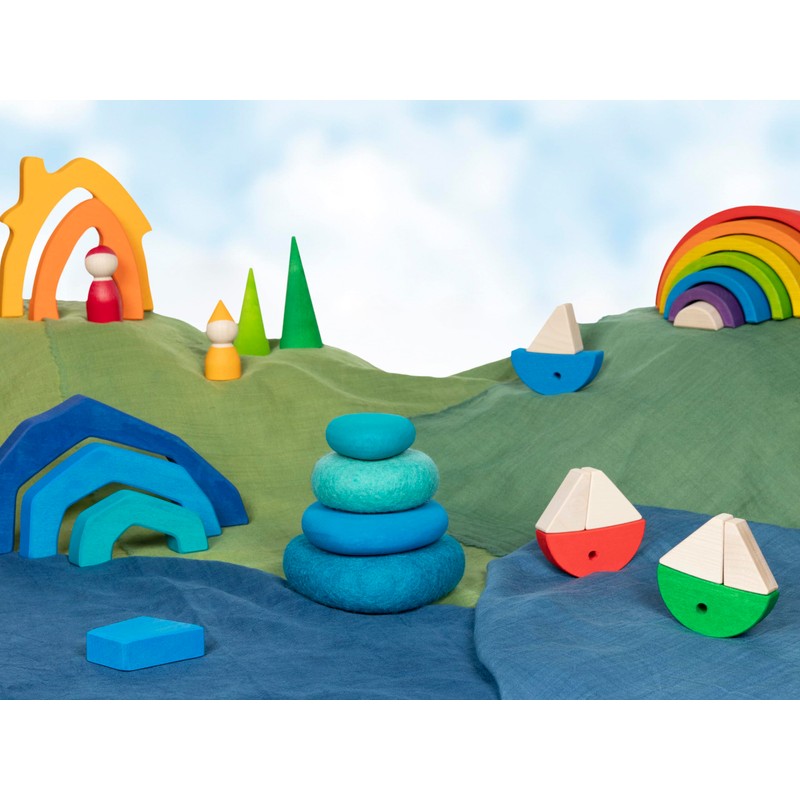 goki 58345 Evolution - Boulders, Stackable Stones Made of Wool