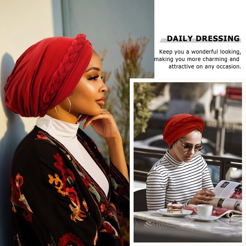 DRESHOW 1 Piece African Women's Turban Braid Headwear Headscarf Chemo