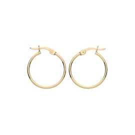 Old English Jewellers 9ct Yellow Gold on Silver 18mm Basic Lightweight Plain Hoop Earrings - Sterling Silver with Gold Overlay - Ladies Women Girls Everyday Jewellery