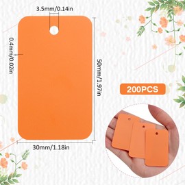 SOFPLATE 200Pcs Plastic Shipping Tags Waterproof Hang Tags Bulk 3 x 5cm Dark Orange Writable Marker Hanging Sign Blank Storage Tag Labels for Keys Luggage Logistic Retail Inventory Labeling School