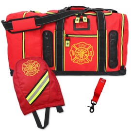 ightning X Products - Step-In Turnout Gear Bag Package - Includes Quad-Vent Turnout Bag, SCBA Mask Bag, Shoulder Strap & Glove Holder Red