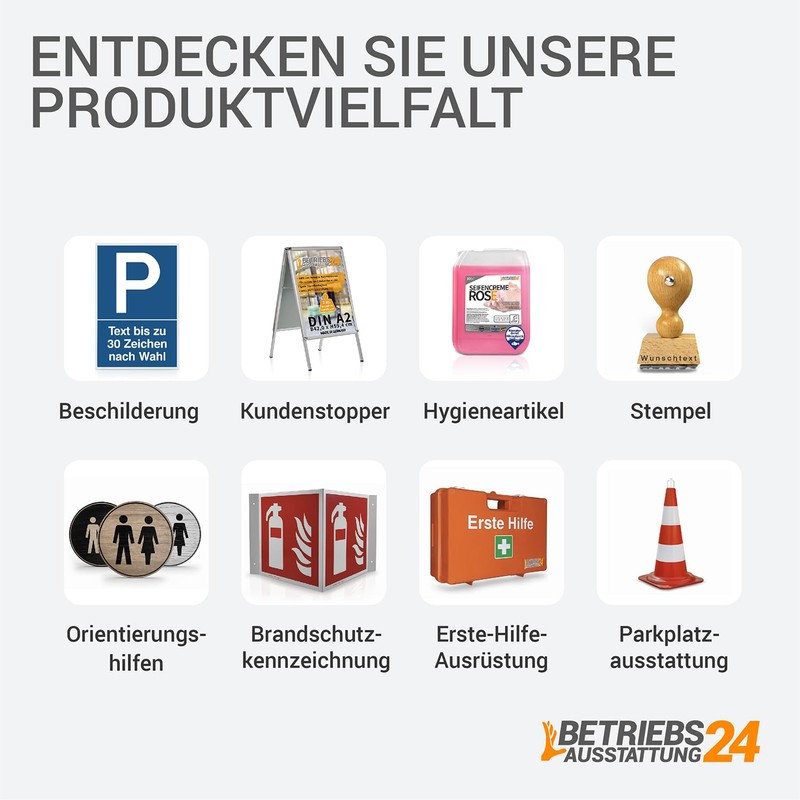 Betriebsausstattung24® Empty Safety Sign for Company Marking, Embossed Aluminium, Size