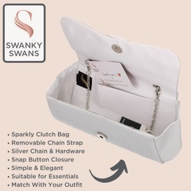 SwankySwans Women's Julie Clutch Bag, White
