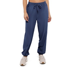 Cosmolle Basics Hiking Pants Women Quick Dry Lightweight Elastic Waist Joggers Pants with Zipper Pockets for All Seasons (Navy Blue, Small)