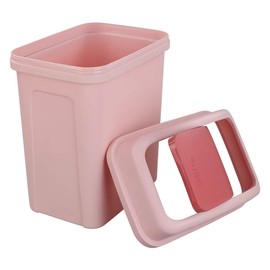 Asking Bote de basura pequeño de 1.8 galones con tapa abatible, cubo de basura de plástico, rosa