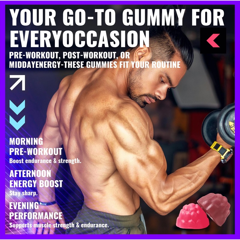 PURESTVITS Creatine Monohydrate Gummies (5g) – Pre-Workout Energy & Muscle