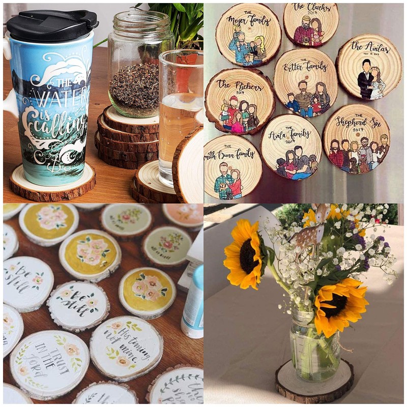 Coadura Unfinished Natural Wood Slices 30Pcs 2.4-2.8 Inch Round Wood