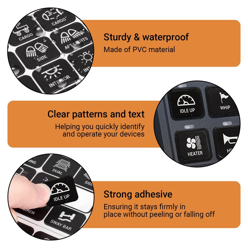 Switch Panel Sticker Kit for 6/8/12 Gang Control Button -