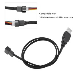 ECSiNG 2PCS USB to Double Head 3-Pin/4-Pin PC Fan 5V Sleeved Fan Power Adapter Cable for 12V Computer Fans USB to 3 Pin/4 Pin Case Fan Adapter Connector Cable