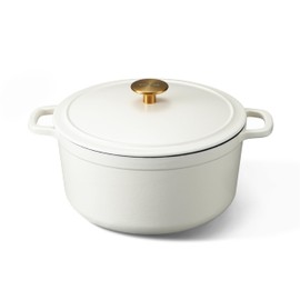 CAROTE 5QT Enameled Cast Iron Dutch Oven Pot with Lid, Heavy-Duty Dutch Oven for Sourdough Bread Baking, Braising, Stews, Roasting, Healthy & Non-Toxic, Dual Handles, All Stovetop Compatible, Oven Safe up to 500° F, White
