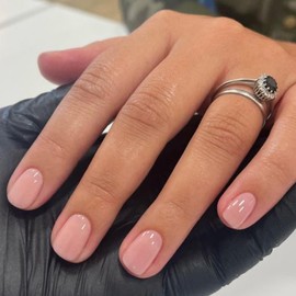 Viugex 24PCS Hot Pink False Nails Short Square, Solid Color French Tip Press on Nails, Glossy Gel Fake Nail with Glue Stickers, Artificial Acrylic Stick on Nails Reusable for Women Girls DIY Nail Art