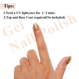 Imtiti Glitter Gel Nail Polish, Champagne Gold Glitter Gel Polish Soak Off LED U V Shimmer Sparkle Nail Gel Polish DIY Nail Art Starter Manicure Salon Gel Nail Polish Kit for Women Girls 10ML