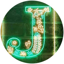 ADVPRO Letter J Initial Monogram Family Name Dual Colour LED Bar Light Neon Light Advertising Neon Sign Green & Yellow 210 x 300 mm st6s23-i3447-gy