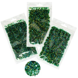qiipii 16000PCS Emerald Green AB Resin Rhinestones for Crafting 3mm 4mm 5mm Dark Green Flatback Jelly Stones Bulk SS10 SS16 SS20 Peacok Diamonds Gems for Nails Face Eyes Makeup Tumblers Bottles Crafts