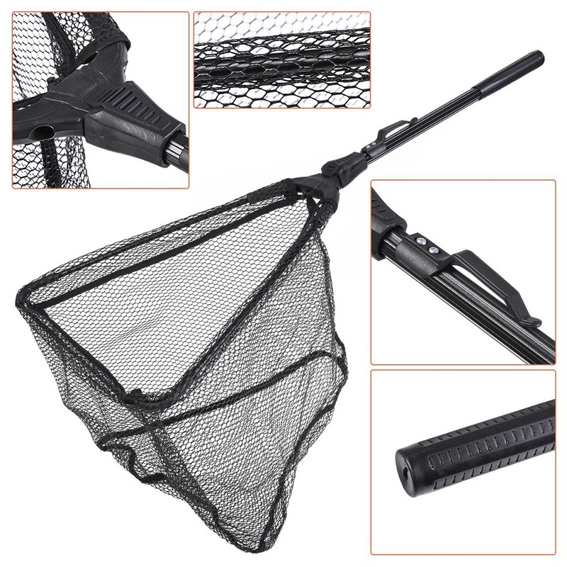 Portable Aluminum Alloy Telescopic Foldng Fishing Landing Net Pole Rubber