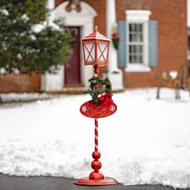 Zaer Ltd. 47.25" Tall Standing Solar Christmas Lantern with Round Base