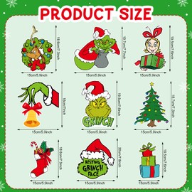 18PCS Christmas Hanging Swirls Green Elf Xmas Foil Ceiling Swirls Funny Green Whoville Ceiling Streamers for Winter Holiday Christmas Hanging Decorations Party Supplies