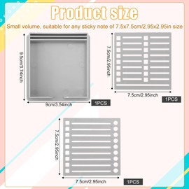 Sticky Note Stencil, Post It Note Holder with Line Box Drawing Template Self-Sticky Notepad Maker Memo Dispenser Pad Organizer for Desk Office Home School Supplies (Grey)