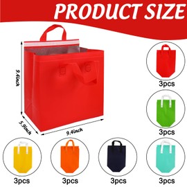 JarThenaAMCS 18Pcs Insulated Take Away Bag Disposable Cooler Bags Thermal Lunch Take out Bags for Hot Cold Drink Fresh Food Delivery (6 Classic Colors)