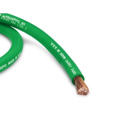 E-VOLT Professional Grade Annealed Copper EPDM Welding Lead and Car Battery Cable | Made in USA ((1/0) 0 AWG, 10 FT Green)