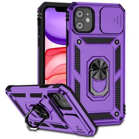 XINYEXIN Case for Oppo A16 / Oppo A16s / Oppo A54s with Sliding Camera Cover Ring Holder Magnetic Kickstand Shockproof Heavy Duty Protective Outdoor Armor Case - Purple