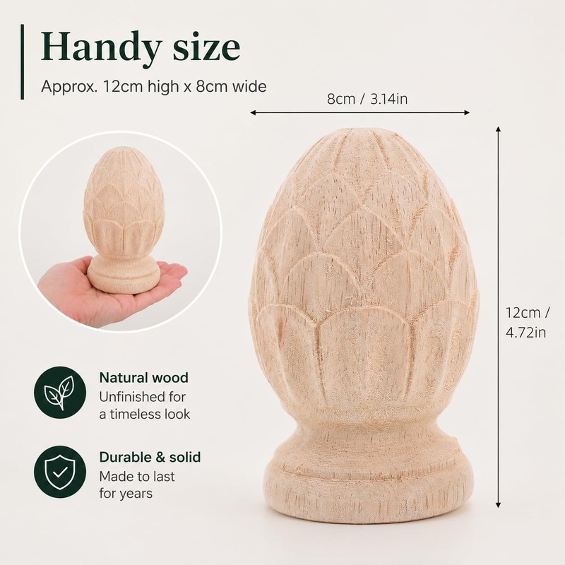 Warmhm Wood Pineapple Finial: Newel Post Cap for Staircase Bannisters