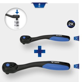 BRILLIANT TOOLS BT023002 Reversible Ratchet Set 2-Piece 1/4 Inch 1/2 Inch [Powered by KS Tools]