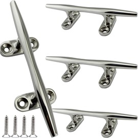 Atom Optics Boat Cleats 4 Inch,5 Inch,6 Inch,8 Inch Marine Grade 316 Stainless Steel Dock Cleats Kayak Rope Cleats Open Base with Fasteners (6 inch-4 Pack)