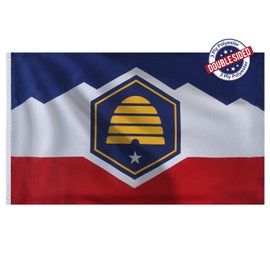Bradford Double Sided New Utah State Flag 3x5 ft Outdoor, 3 ply Polyester New Utah Flags Made in USA, Heavy Duty New UT Flag for Outside Use