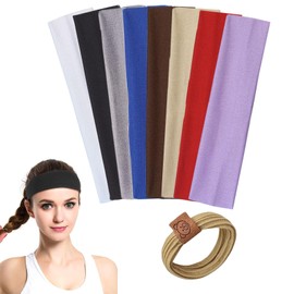 Pack of 8 Yoga Headbands, Women's Sports Headbands, Non-Slip Hair Bands, Black Hair Bands, Non-Slip Hair Bands, for Fitness, Running, Exercise, Gym