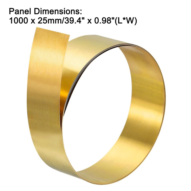 TA-VIGOR 1Pcs Brass Sheet Roll, 1000mm x 25mm x 0.4mm