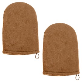 KEYRI 2 PCS Tanning Mitt Washable Self-tanning Application Mitt with Smooth and Even Effect Reusable Double-sided Tanning Mitt for Sunscreen Tan Mitt Glove Fake Tan Mitt for Sunbathing (Brown)