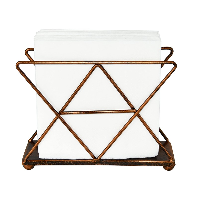 OwlGift Copper Modern Geometric Triangle Metal Wire Upright Napkin Holder