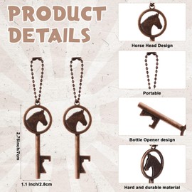 Vesici 20 Pcs Horse Bottle Opener Bulk Vintage Rustic Horse Keychain Bead Chain Western Theme Gift for Derby Wedding Birthday Bridal Shower Anniversary Party Favors for Guest