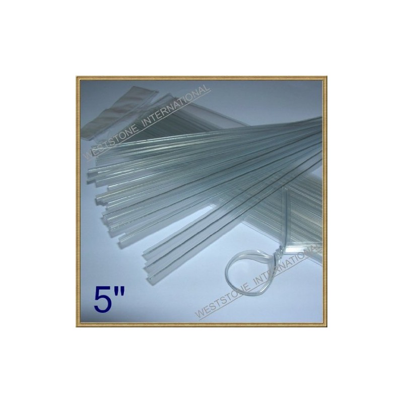 200pcs Plastic twist ties 5" x 5/32" - Clear Flat