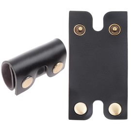 CALFOVERA 2PCS 3.43×1.77 Inch Razor Head Protecting Seath Shaving Travel Blade Guard Case with Snap Closure PU Leather Double Edge Razor Protective Cover for Men Travel Butterfly Shaver (Black)