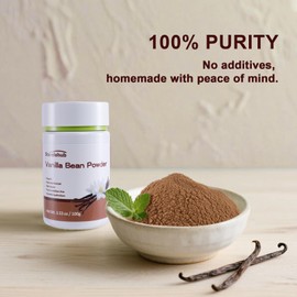 Vanilla Bean Pwder, 3.53oz / 100g, 100% Pure Ground Vanilla Bean Powder, No Additives, Vegan, Great for Coffee, Desserts, Cooking, Baking