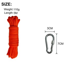 BeGrit 5 m Floating Rope Anchor Mooring Rope Multifunction Rope 6 mm Kayak Canoe Tow Throw Line with Carabiner for Boat Camping Hiking Awning Tent Canopy(Orange)