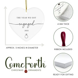 Engaged Ornament 2025 - Engagement Gifts for Couples, Women, Friend, Fiancé, Bride to Be Gift - The Year We Got Engaged 2025 Christmas Ornaments