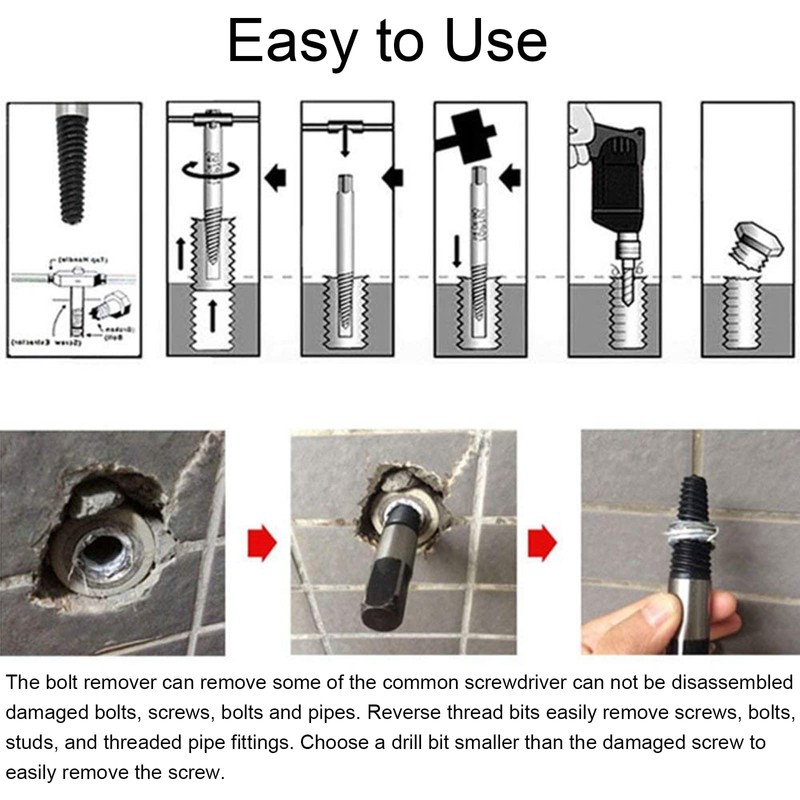 8 Pcs Screw Extractor Set, Broken Pipe Screw Extractor Remover,