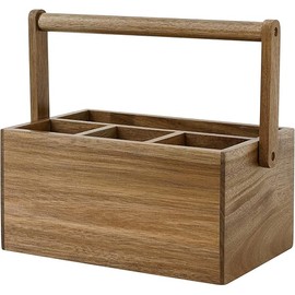 VaeFae Acacia Silverware Caddy with Handle, Wooden Utensil Holder, Mulip-pose Organizer for Kitchen, Office, Bathroom, Bedroom
