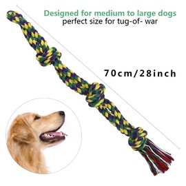 RIO Direct Hundespielzeug Seil für große Hunde, 70cm/27,56inch, XL Tau/Hundeseil Spielzeug mit 3 Knoten/Ball,Weihnachtsspielzeug für mittelgroße und große Hunde,zum Beißen, Tauziehen, Zähneputzen