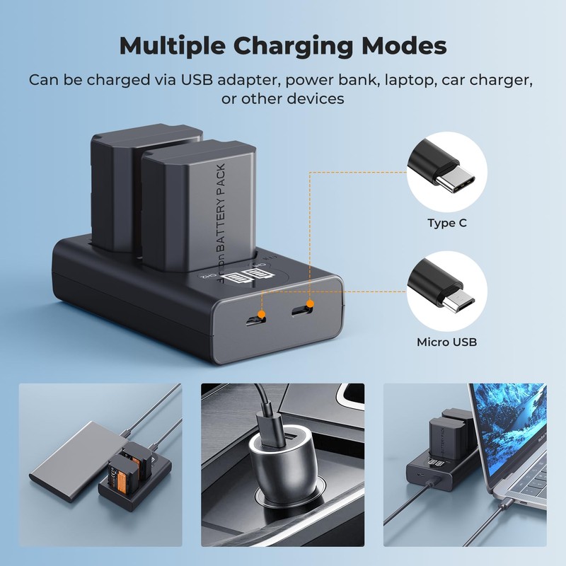 K&F CONCEPT 2600mAh NP-FZ100 Battery and Charger Set, Compatible with