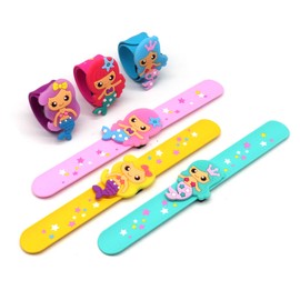 LOCHSOEL Silicone Mermaid Slap Bracelets - Cute Mermaid Theme Birthday Party Favors, Girls Party Favors Gifts Carnival Prizes Set (6 Pack)