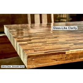 ExactMade - Clear Table Protector, USA Made, Safe, 35.4 x 59 Inch, 2mm Thick Ultra Clear Smooth Vinyl, Clear Oil Resistant Mat for Kitchen Table, Custom Clear Table Cloth Cover Rectangle